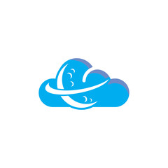 Planet Cloud Logo Icon Design