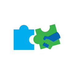 Handshake Puzzle Logo Icon Design