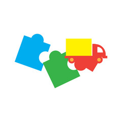 Delivery Puzzle Logo Icon Design