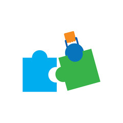 Kettle Bell Puzzle Logo Icon Design
