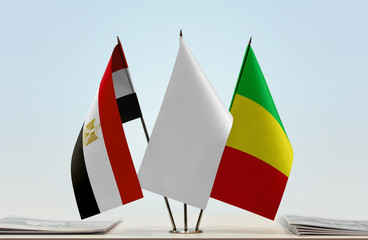 Flags of Egypt and Mali with a white flag in the middle