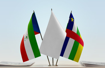 Flags of Equatorial Guinea and Central African Republic with a white flag in the middle