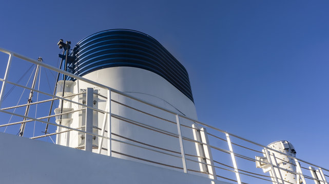 From The Chimney Of A Cruise Ship Escape Smoke And Exhaust Fumes