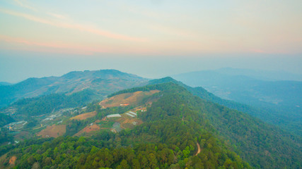 aerial photography on hilltop of Mon Jam Mae Rim Chiang Mai Thailand.