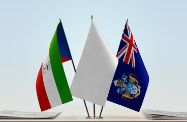 Flags of Equatorial Guinea and Tristan da Cunha with a white flag in the middle