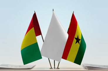 Flags of Guinea and Ghana with a white flag in the middle