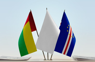 Flags of Guinea-Bissau and Cape Verde with a white flag in the middle