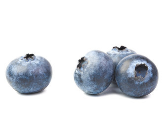 blueberry fruits closeup isolated on white blackground.
