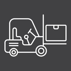 Forklift delivery truck line icon, logistic