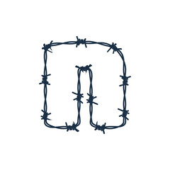 N Barbed Wire Letter Logo Icon Design