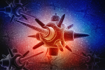 3d rendering Virus bacteria cells background