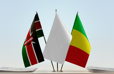 Flags of Kenya and Mali with a white flag in the middle