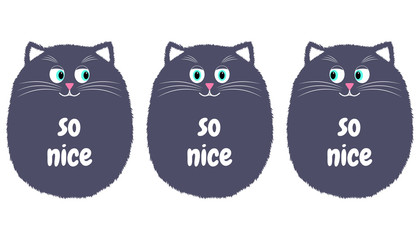 Vector Gray Cat in Cartoon Style. 1