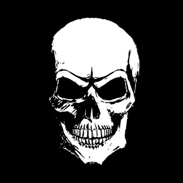 Naklejka White skull on a black background