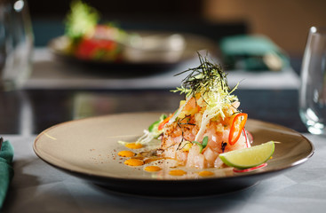 fish tartar in the restaurant