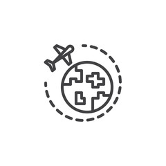 Around the world outline icon. linear style sign for mobile concept and web design. Travel and tourism simple line vector icon. Symbol, logo illustration. Pixel perfect vector graphics