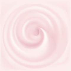 Swirl creamy texture. Pink twisted background. Applicable for dairy or cosmetic products ads or packaging design. Vector illustration.