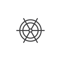 Naklejka premium Ship steering wheel outline icon. linear style sign for mobile concept and web design. Ship helm simple line vector icon. Symbol, logo illustration. Pixel perfect vector graphics