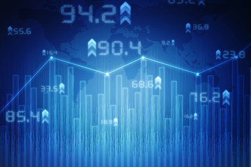 2d rendering Stock market online business concept. business Graph 