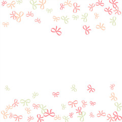 Fototapeta na wymiar Festive Background with Colorful Bows. Cute Pattern for Postcard, Print, Banner or Poster. Small Pretty Bows For Party Decoration, Wedding, Birthday or Anniversary Invitation. Vector
