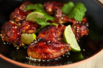 Spicy Homemade Buffalo Wings with Dip and Beer