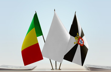Flags of Mali and Ceuta with a white flag in the middle