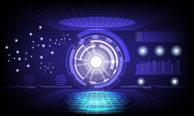 abstract Future circle. Concept innovation connect digital line future in world computer network technology Medical data communication  dark blue background vector illustration