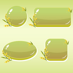 Cartoon Buttons with Flowers and Leaves for GUI