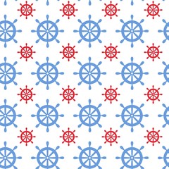 Vector seamless background with sea helm. Endless pattern on the marine theme.