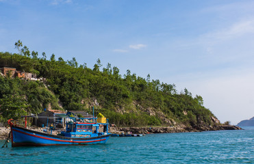 fishing boat docked on Mieu Island, Nha Trang, Vietnam