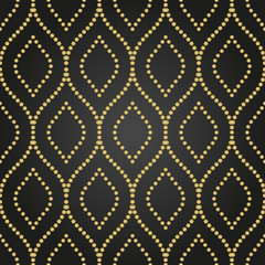 Seamless vector wavy dotted golden ornament. Modern background. Geometric modern pattern