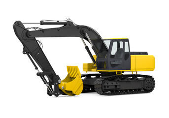 Yellow Excavator Isolated