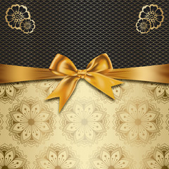 Luxury floral background with elegant bow.