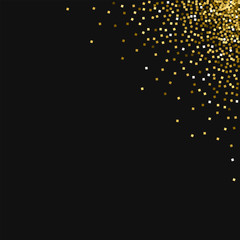 Gold glitter. Top right corner gradient with gold glitter on black background. Remarkable Vector illustration.