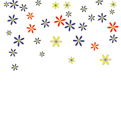 Fototapeta premium Cute Floral Pattern with Simple Small Flowers for Greeting Card or Poster. Naive Daisy Flowers in Primitive Style. Vector Background for Spring or Summer Design.