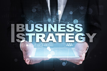 Business strategy concept on the virtual screen.