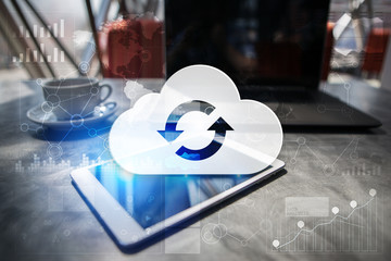 Cloud technology. Data storage. Networking and internet service concept.