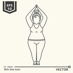 Thin line icon series- Yoga for plump