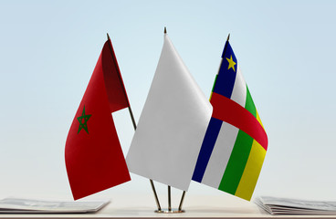 Flags of Morocco and Central African Republic with a white flag in the middle