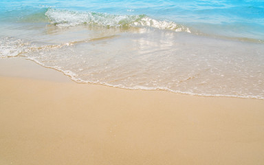 Wave & Sand beach background , holiday or relax in summer concept.
