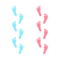 Fototapeta na wymiar Human footprint icon. Vector baby footsteps. Boy and girl. Flat style
