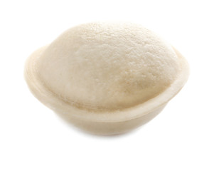 Raw dumpling on white background