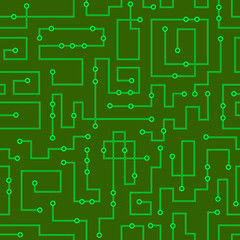 Electronic printed-circuit board vector seamless pattern