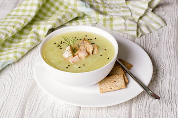 Delicious vegetable soup with potato, broccoli, green beans