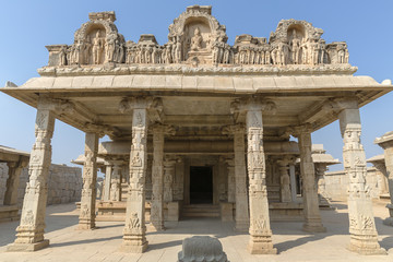 Hazara Rama temple with pillars inside, Hampi, Karnataka, India