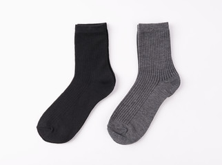 Black and gray socks isolated on white background.