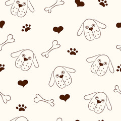Seamless pattern with cute dogs