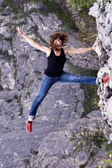 rock, rest, travel, acrobat, girl