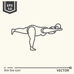 Thin line icon series- Yoga for plump, virabhadrasana