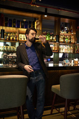 Man enjoying wine glass